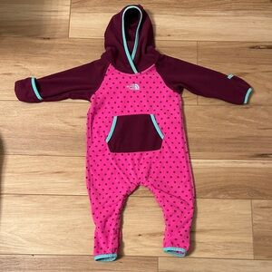 The North Face Pink and Burgundy Kids Onesie